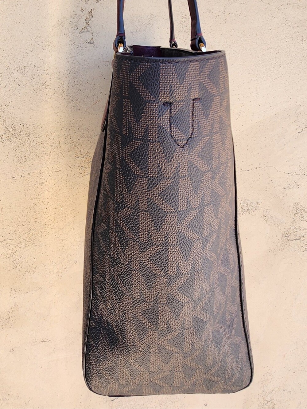 Michael Kors Brown Signature MK Logo Tote – Burgundy Leather - Picture 4 of 12
